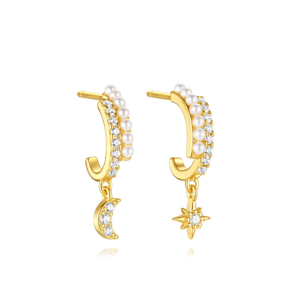 Glowluxe 2024 Trendy Fine 925 Sterling Silver Heart Double Layers Earrings Gold Plated Butterfly Stud for Parties and Gifts