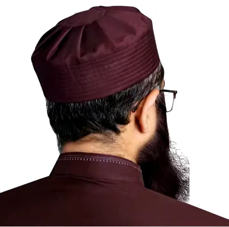 Premium Umar Velvet Islamic Prayer Kufi Hat 100% Polyester Cotton Custom Logo.