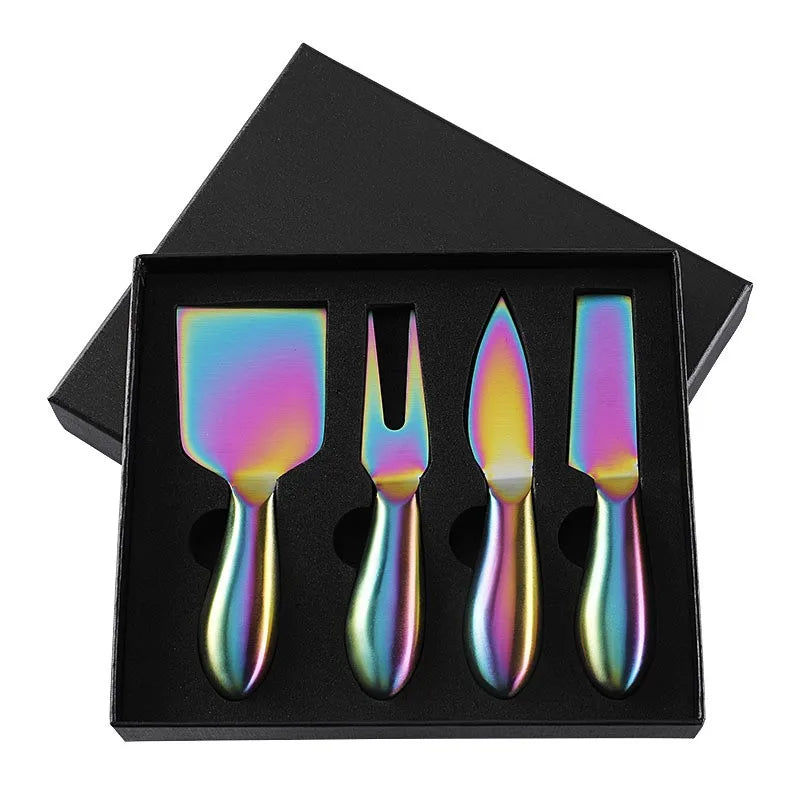 All Stainless Steel Cheese Knife Set for Chef Knives Including Butter Pizza & Cheesecake Cheese Fork Durable Metal Tool