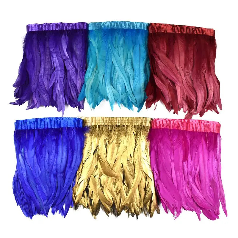 Sewing SkyBlue Fabric Ribbon Chicken Rooster Feather Fringe Trim for DIY Craft Clothing Dress Costume Accessory Party Home Decor