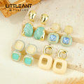 Charming Qersonality Colored Drip Oil Stud Earrings Elegant 14k Gold Plated Crystal Trendy Jewelry Earrings for Women