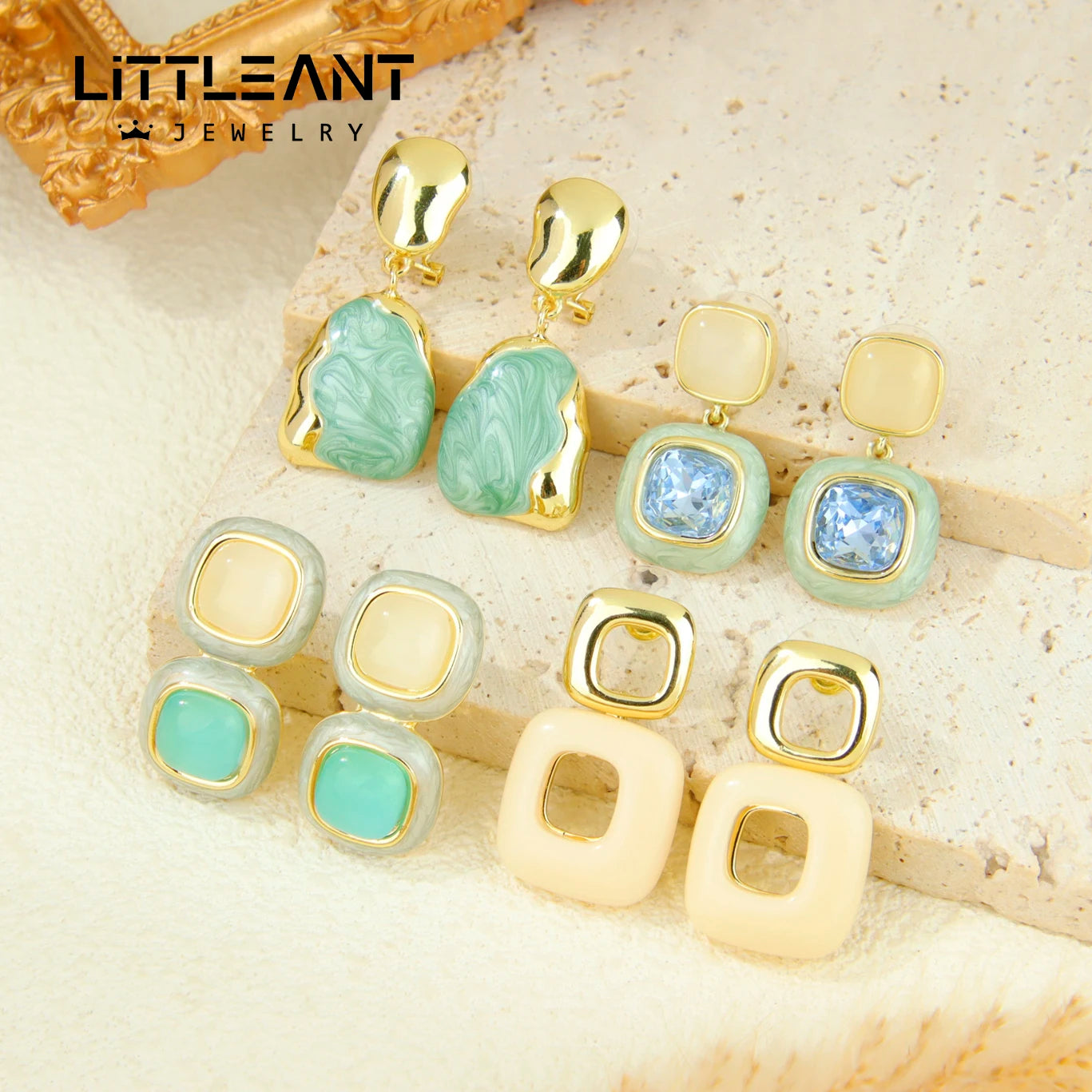 Charming Qersonality Colored Drip Oil Stud Earrings Elegant 14k Gold Plated Crystal Trendy Jewelry Earrings for Women