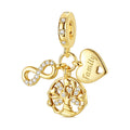 Silver Fashion Golden Eternal Family Tree Pendant Charms Fit Charm Bracelet with Zircon Jewelry for Gift