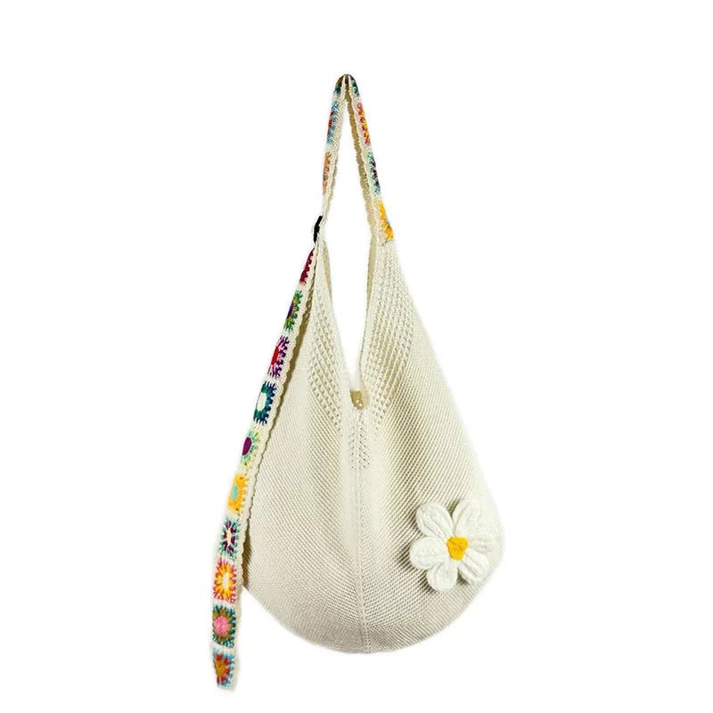 Woven Hollow Floral Shoulder Bag Bohemian Beach Crossbody Evening Clutch Bag