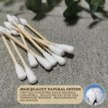 Wholesale Custom Large Double Head One Pointed Spiral Head Cleaning Wooden Bamboo Stick Cotton Bud