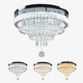 Hot Selling Modern Luxury Stainless Steel & Crystal LED Ceiling Light 3 Color Changes Large Flush Mount for Living Room Bedroom