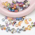 Metallic Glossy Plated Mixed Color Star Moon Glass Beads for Jewelry Making Crescent and Stars Spacer Beads