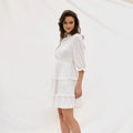 Top-selling V Neck Mini Dress 3/4 Sleeve White Dresses Woman Casual Dress for a Chic yet Casual Outfit