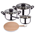 Toledo 5pc cookware set suitable for induction hobs + Bergner NATURALLY Round Beechwood Cutting Board 38x28x1.5cm