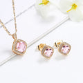 Wholesale New Hypoallergenic Square Zirconia 18K Gold Plated Women Jewelry Jewelry Sets for Wedding