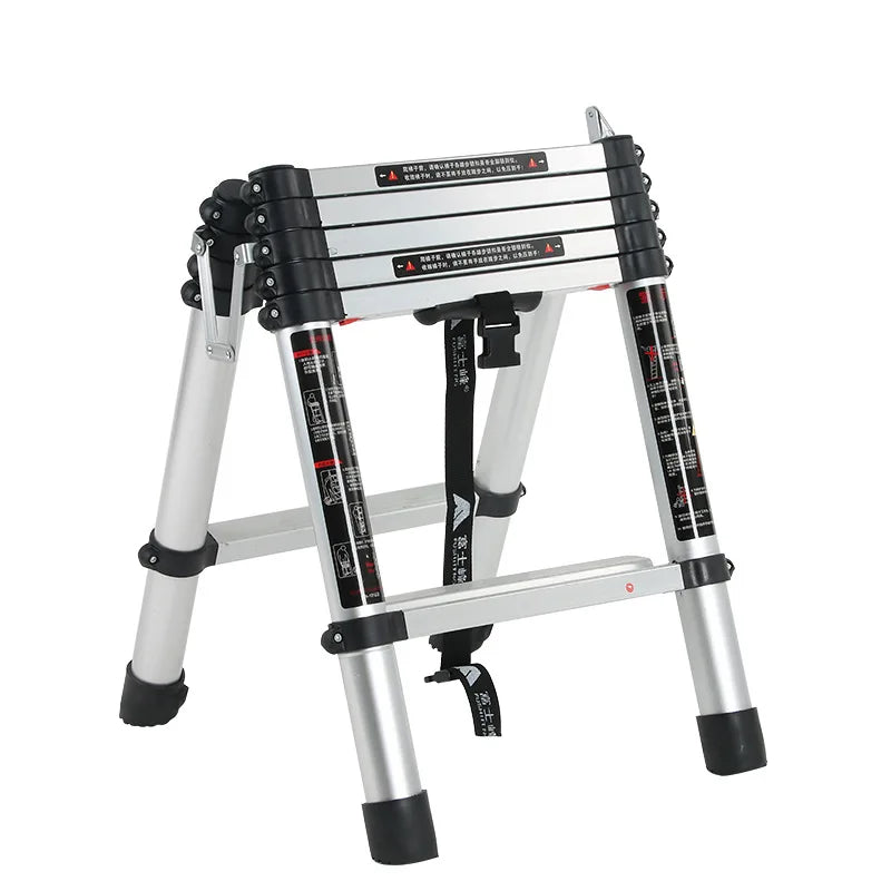 Aluminum Folding Telescopic Ladder Handrails 6 Steps 150kg Load Capacity Minimalist Design 50 Climbing Angle Portable