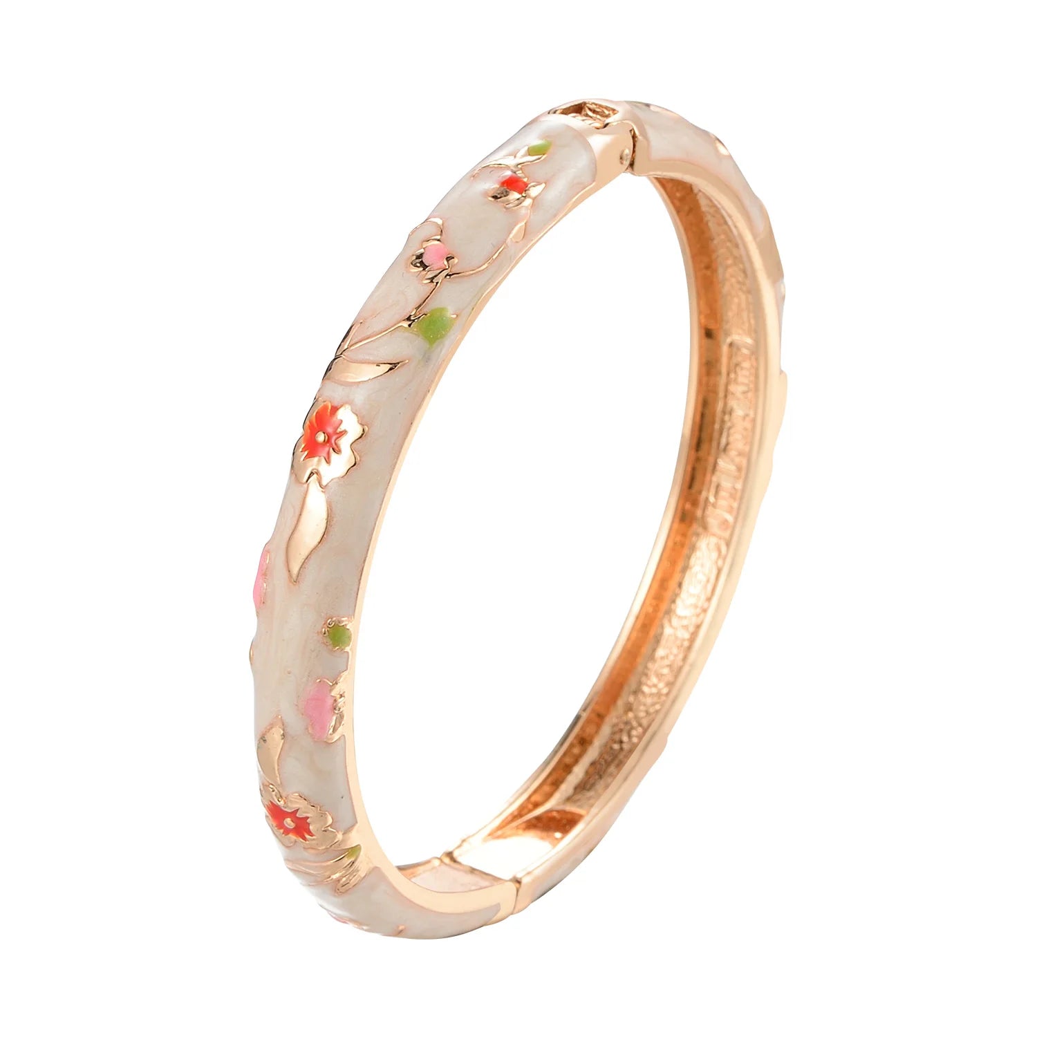 Daili Wholesale 8mm Zinc Alloy Cloisonne Enamel Gold/Silver Plated Colorful Flowers Bangles for Women