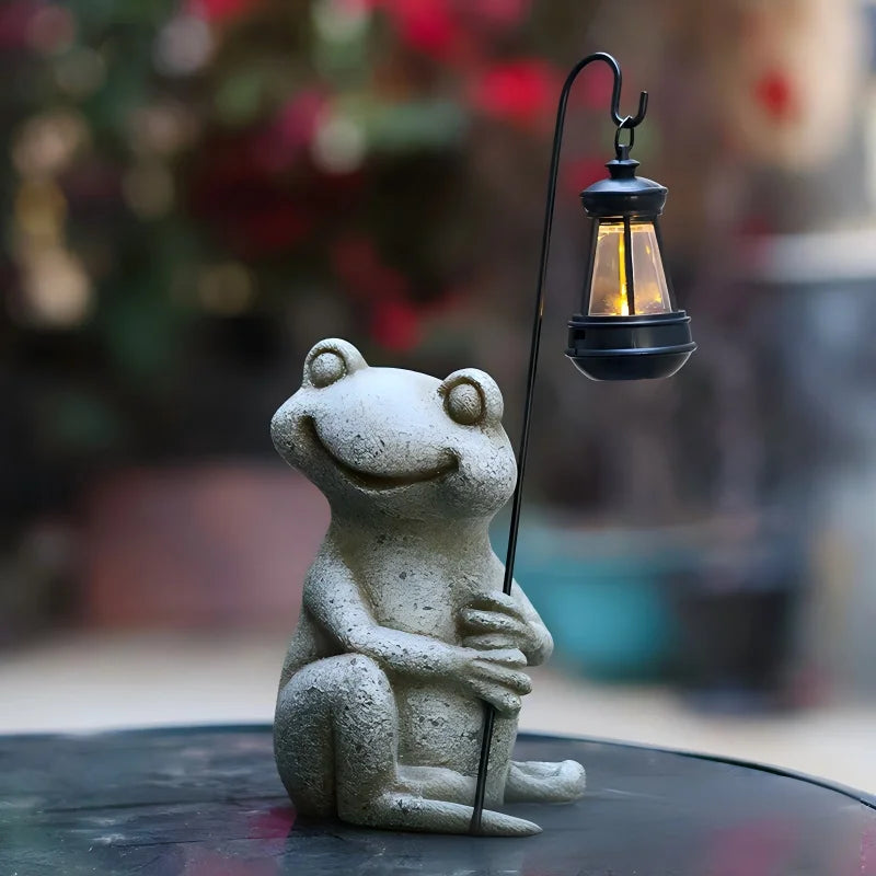 Solar Frog Garden Light Outdoor Decorative Statue LED Lantern Animal Figurine for Yard Patio Lawn Decoration MegaBDM