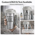 Titanium Coffee Cup with Lid & Strap Travel Custom Logo Text Color OEM ODM Reusable Travel Mug Double Wall Drinkware for Outdoor