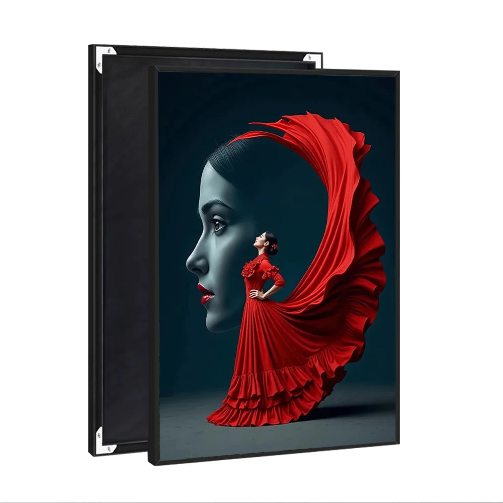 Large Size Red Art Deco Boho Dress Women Print Glossy Wall Decor Modern Living Room Crystal Porcelain Vertical Hanging Home