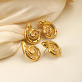 Dreamshow Summer Fashion Conch Stud Earrings for Women Fashion Zircon Gold Plated Waterproof Stainless Steel Jewelry
