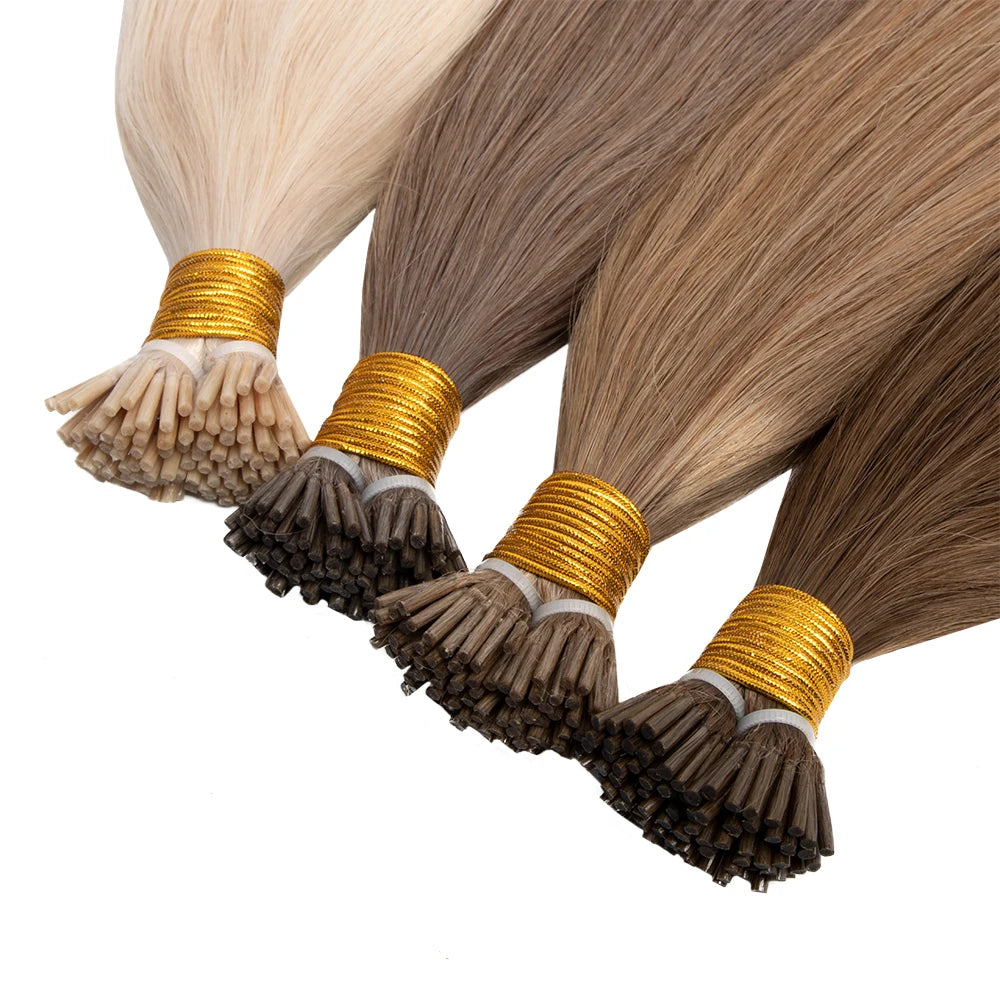 Wholesale Double Drawn Italian Keratin Pre Bonded I Tip Hair Extension Russian Human Hair I Tip Extensions