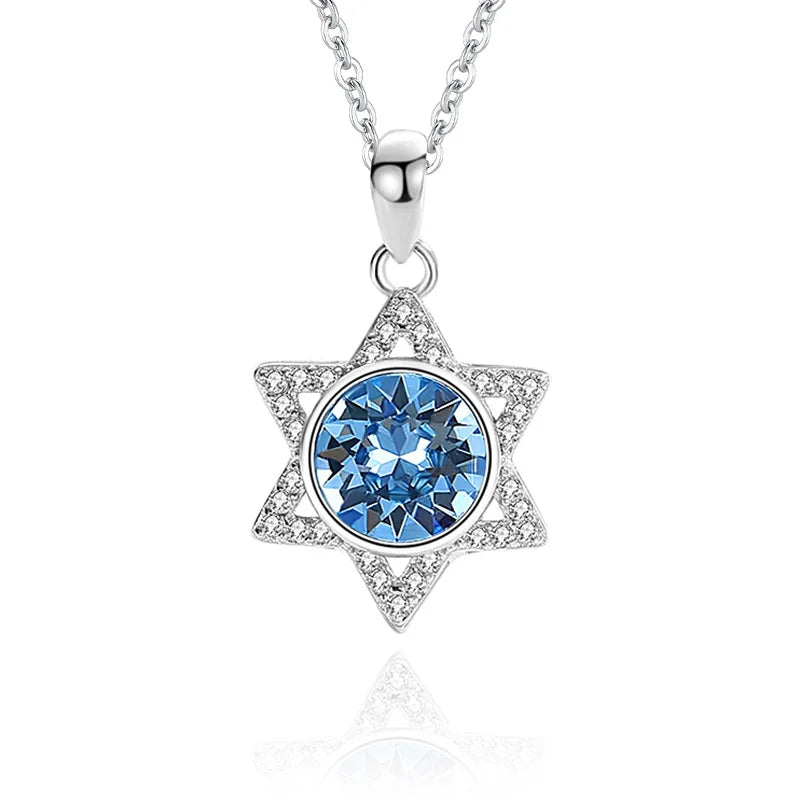 Star of David Valentine's Day Fashion  S925 Gifts 925 Silver Sterling Star Hexagram Pendant Jewelry Necklace for Women