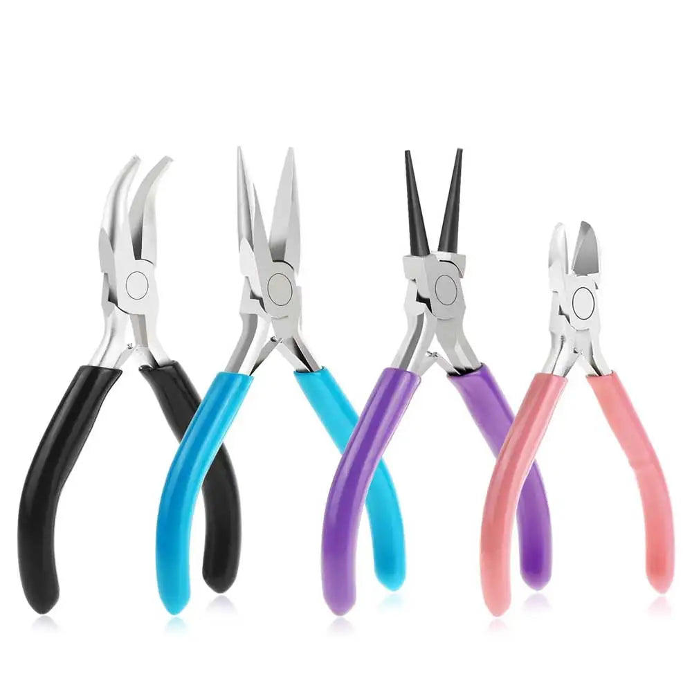 4pcs Jewelry Pliers Tool Set for Wire Cutting & Crafting Includes Needle Nose Round Nose Bent Nose Wire Cutters for Jewelry Use