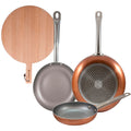 Set of 3 San Ignacio frying pans (18 22 26cm) made of pressed aluminum suitable for induction hobs + Round cutting board