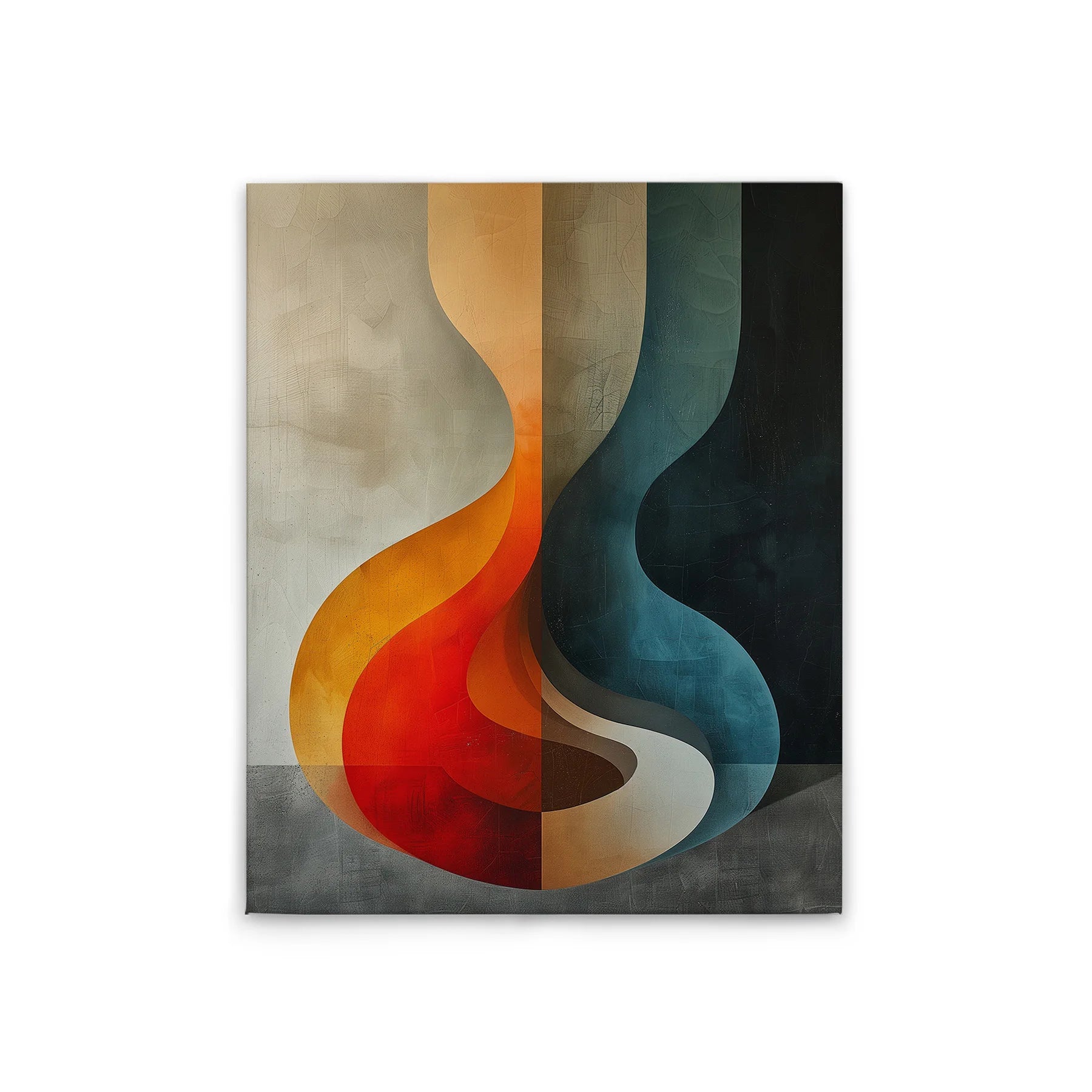 Made In Germany - Home Decor Canvas Picture Abstract Shapes Colourful - Wall Mural In Colourful And Grey - Stretcher Frame Art