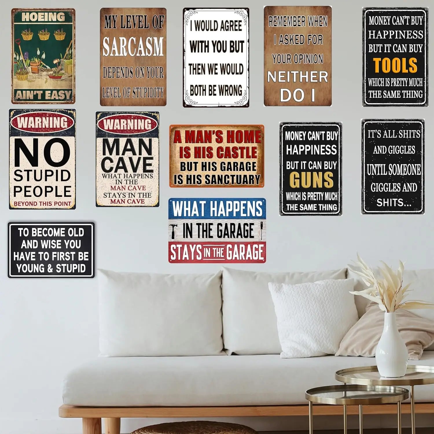 Funny Sarcastic Metal Aluminum Sign for Bedroom Men's Lounge Garage or Bar Cool Decoration for Men s or Boys Room