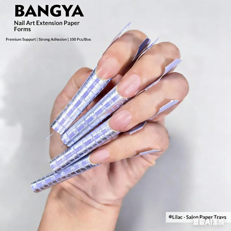 Custom Logo Aluminium Foil Nail Forms 300pcs Strong Adhesive Paper Nail Form for Acrylic Gel Builder MegaBDM
