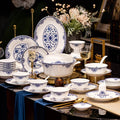 Wholesale Bone China Luxury Dinnerware Set Blue and White Charger Plate Popular Design Italian Porcelain Dinnerware