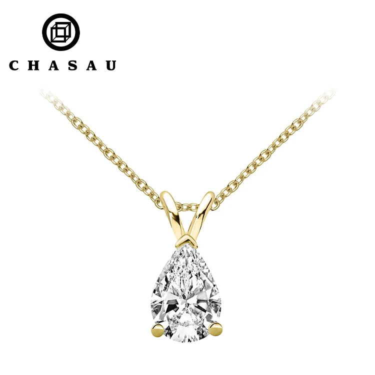 Teardrop 1.5CT Pear Cut 925 Sterling Silver VVS Moissanite Pendant Chain Necklace for Women with Gra Certificate