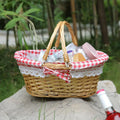 Wholesale Customized Rectangle Bamboo Picnic Basket Wicker Woven Food Rattan Plastic Kids Toys Organizer Gifting Basket