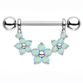High-Quality Sparkling Zircon Flower Nipple Ring - Stainless Steel Women's Piercing Jewelry