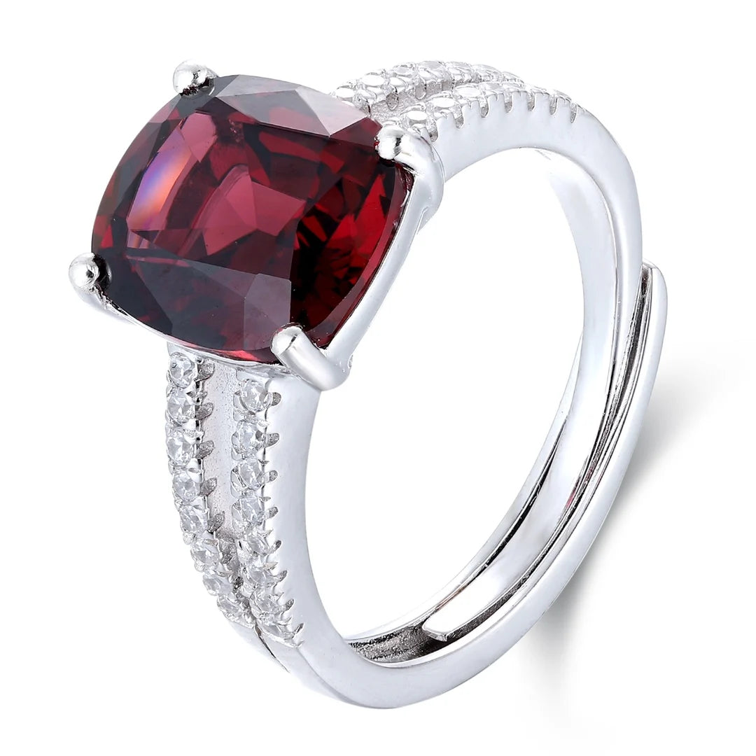 4.6CT Luxury Red Garnet Gemstone Ring in 925 Sterling Silver GRA Certified Moissanite for Weddings Fine Bridal Jewelry