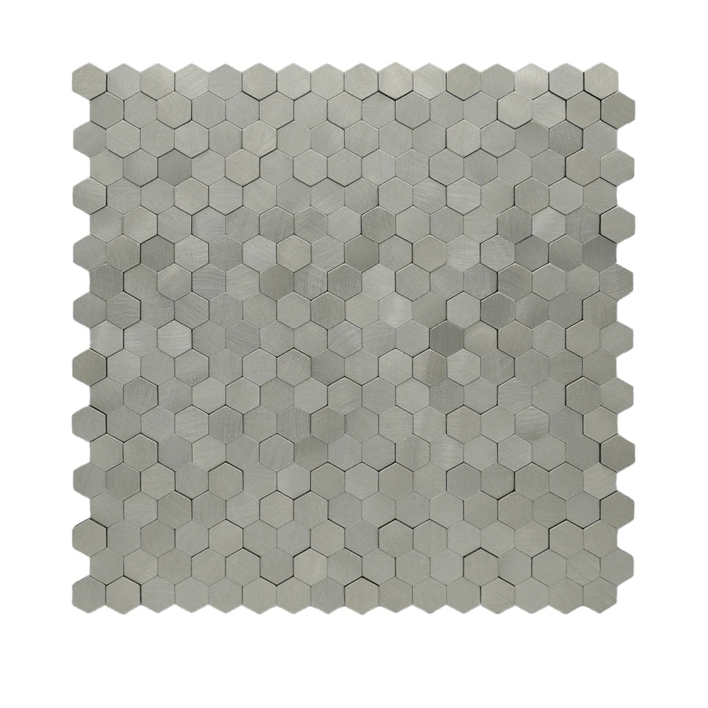 3D Finished Grays Color Solid Aluminum Hexagon Shape Metal Mosaic Tile Water Resistant Modern Interior Wall Kitchen Backsplash