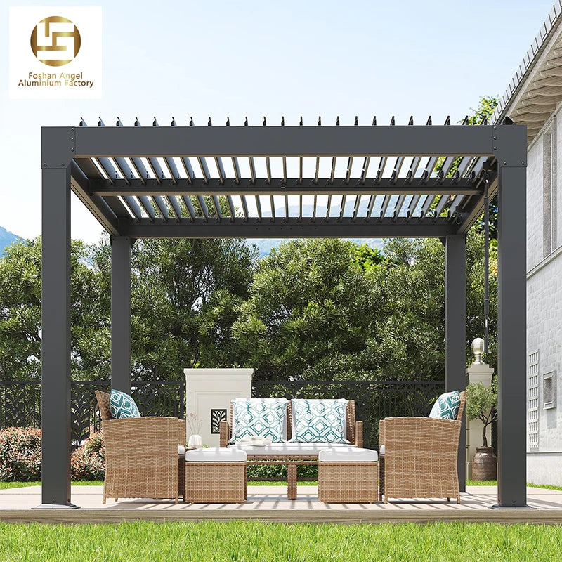 Aluminum Motorized Bioclimatic Pergola for Balcony & Garden 6x3m Eco-Friendly Sun Protection Luxury Outdoor Structure