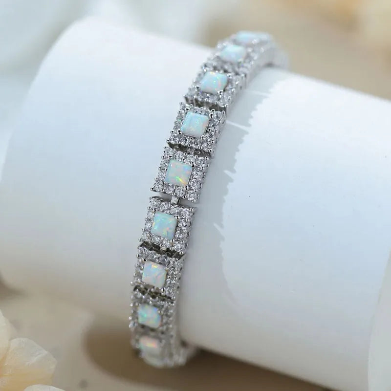 Wholesale 925 Sterling Silver Princess Cut Tennis Zircons Classic Luxury Gift Party Bracelet for Women