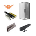Aluminum Alloy U-shaped groove Black Aluminum Trough Shower Room Glass Edge Banding Partition Pre-installed Card groove