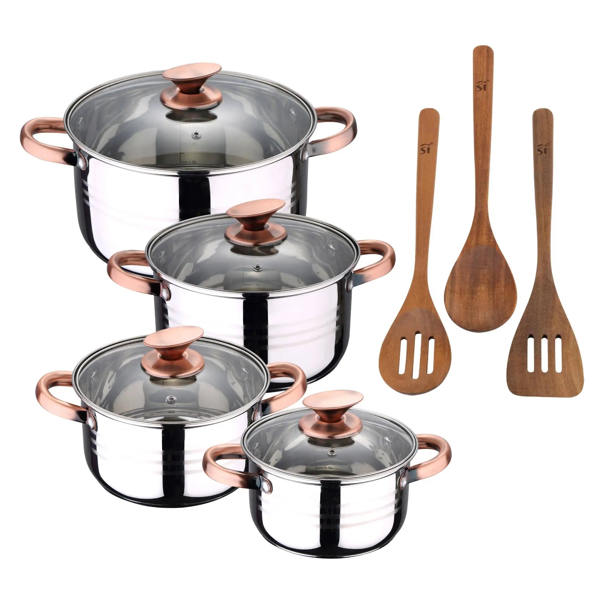 8-piece stainless steel cookware set suitable for induction cooktops San Ignacio Premium Collection + San Ignacio AGROS