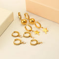 Dreamshow Dainty Zircon Huggies Earrings Set Star Water Drop 18k Gold Plated Stainless Steel Jewelry