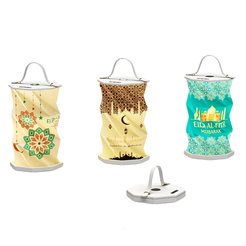 Custom Silk Screen Printing Eid Al-fitr Handheld White Led Rechargeable Rotating Waterproof Night Light Promotional Gifts