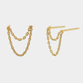 CANNER Double Tassel Chain Hypoallergenic 18k Jewelry Long Chain Stud Tassel Earrings 925 Silver Layer Tassel Chain Earrings