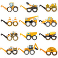 Wholesale Children's Birthday Party Decoration Paper Glasses Excavator Dump Truck Engineering Vehicle Styling