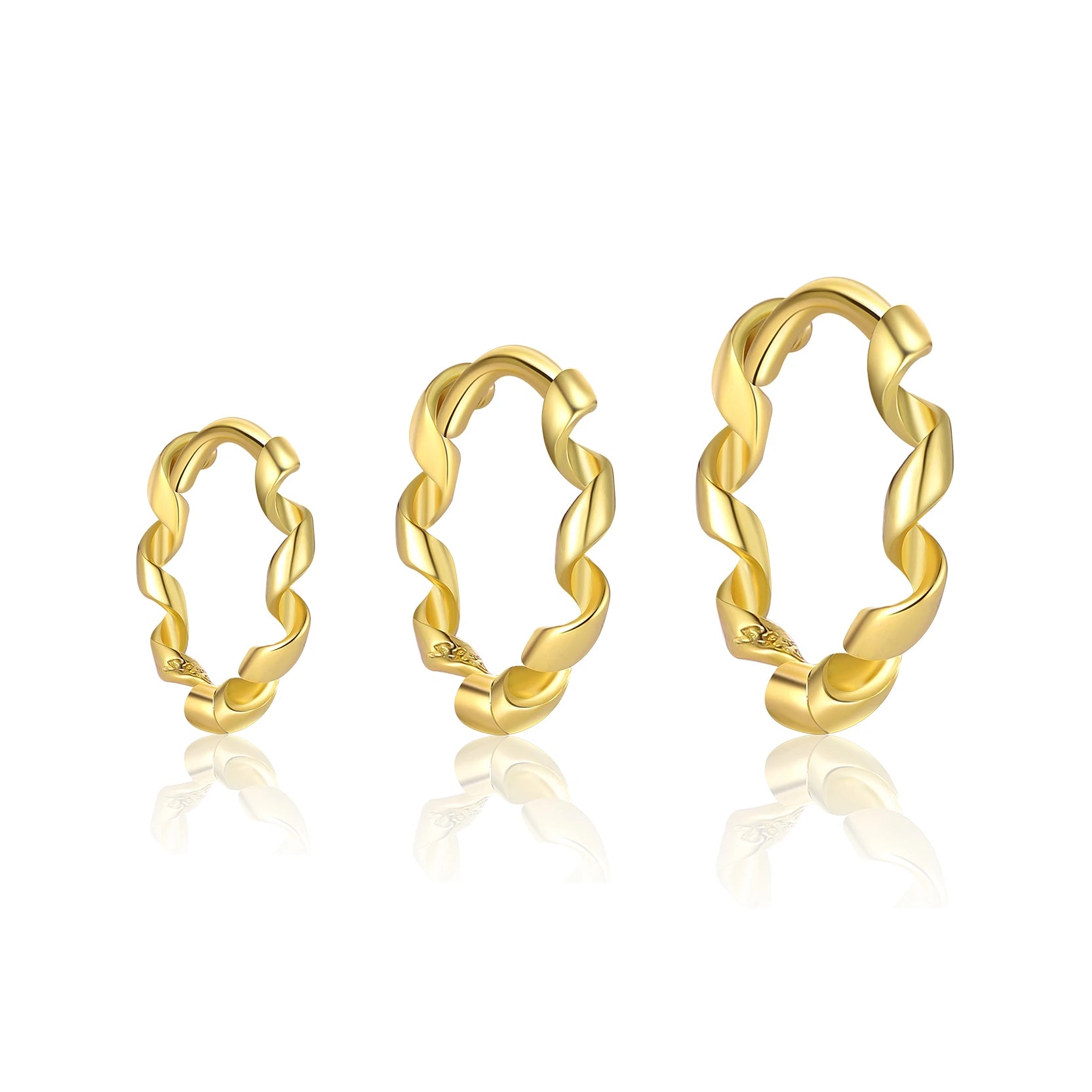 2024 925 Sterling Silver 18K Gold Plated Fashion Jewelry Multiple Sizes Wave Hoop Huggie Earrings