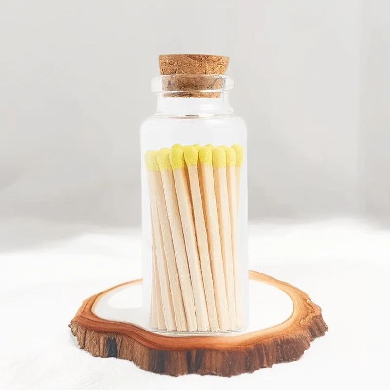 Custom Eco-Friendly Classic Style Safety Wooden Matches in Glass Jar with Striker Printed Logo for Party Household & Gift Use