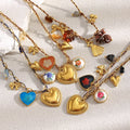 Dreamshow Fashion Jewelry Necklace Summer Heart Charm Jewelry Set Paper Clip Chain Gold Plated Stainless Steel Jewelry