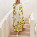 2025 Spring New Arrival Women's Western Fashion Beach Dress | Slim-Fit Flared Four-Way Stretch Printed Maxi Dress