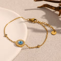 Dreamshow Evil Eye Jewelry Enamel Charm Bracelet Bead Chain Gold Plated Jewelry Stainless Steel Bracelet