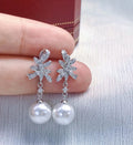 E2002 10-11mm DIY Natural Freshwater Pearl Charm Earrings Mounting Accessory 925 Sterling Silver Gold Plated  Jewelry for Women
