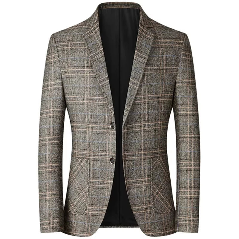 Men's Slim Formal Business Suit Coat One Button Lapel Long Sleeve Pockets Top Men's Coat Wedding Wear