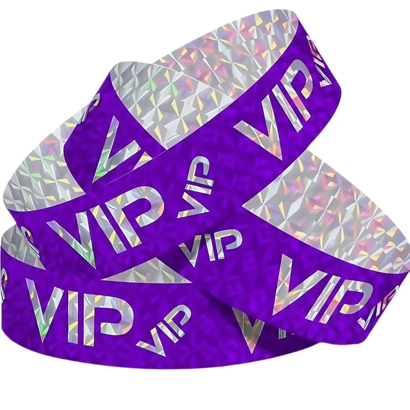 HXY Custom High Quality Waterproof Party Holographic Paper Plastic Bracelet Concert Ticket Wrist Band Logo Wristband Promotion