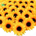 32pcs 3.5" Fake Sunflowers Artificial Sunflower Heads Faux Silk Sunflower for Christmas Tree Home Party Wedding Decoration
